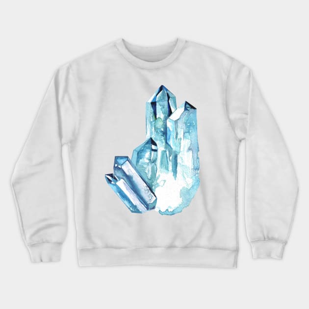 Aqua Aura Quartz Crystal Crewneck Sweatshirt by ancapora